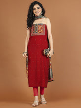 Neck Embroidered Chanderi Unstitched Suit Piece With Dupatta